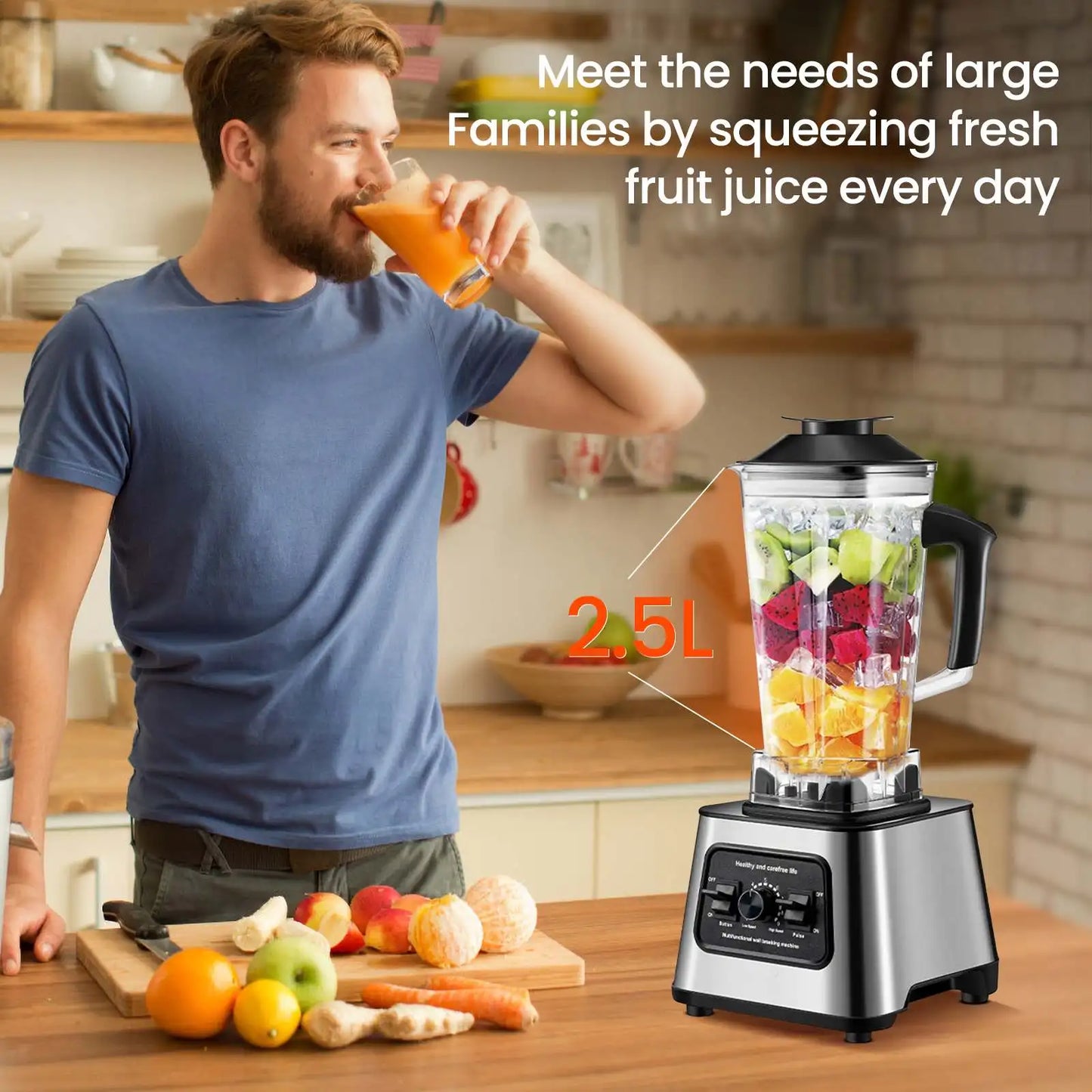 6000W power Blender Juicer Juicer Smoothie Table Blenders 2.5L Container Food Processor Blender for Ice Nut Fruit