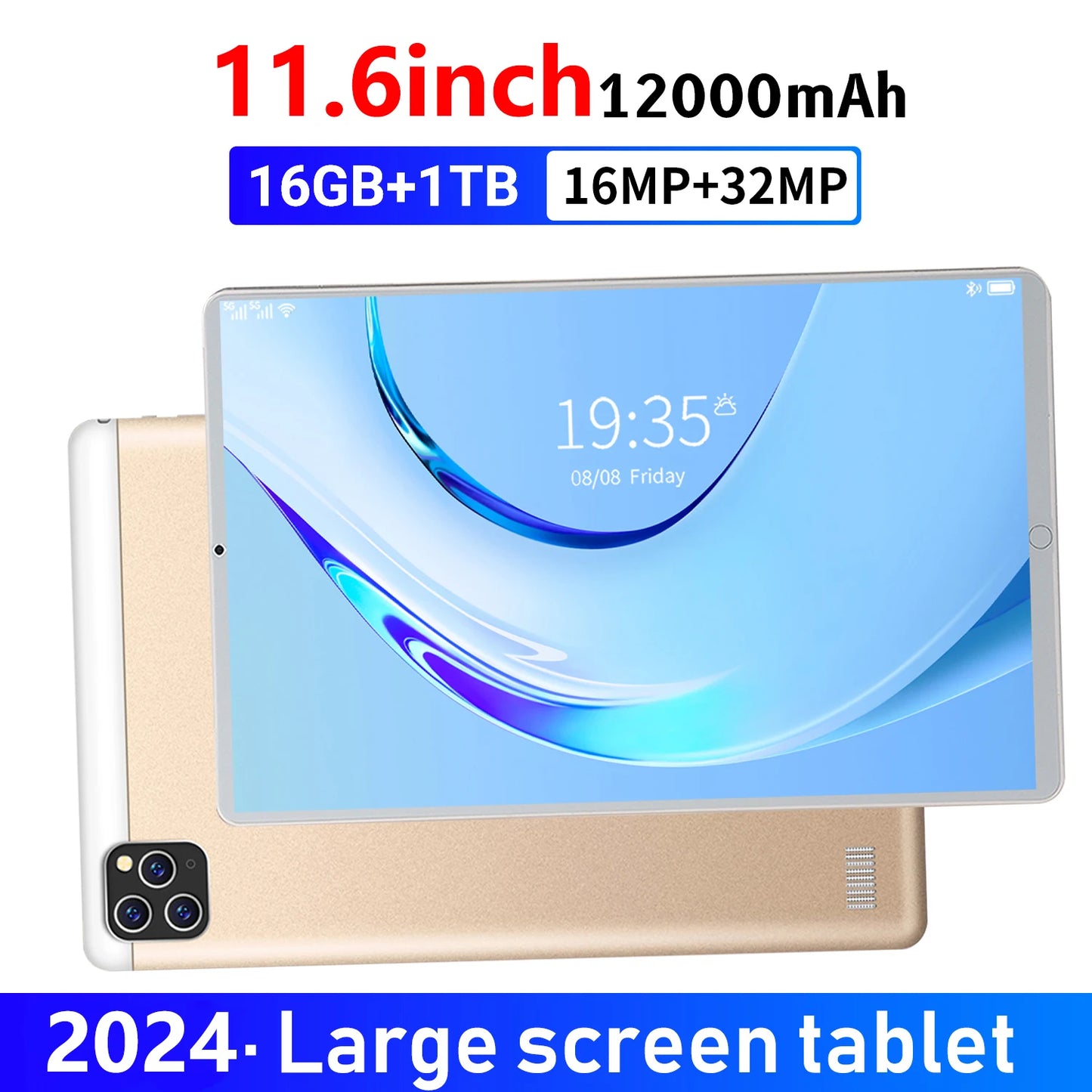 2024 Global Version 11.6 Inch Tablet Android 16GB Ram 1TB Rom Android 13.0 12000mAh Network Bluetooth 4G 5G Tablets Pc Brand New