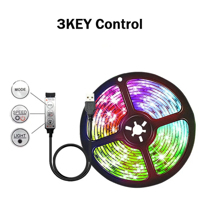 1-30M 5050 RGB LED Strip Light USB Bluetooth 44K Wifi App 5V LED Lights Flexible Luces Led Ribbon RGB TV BackLight Diode Tape