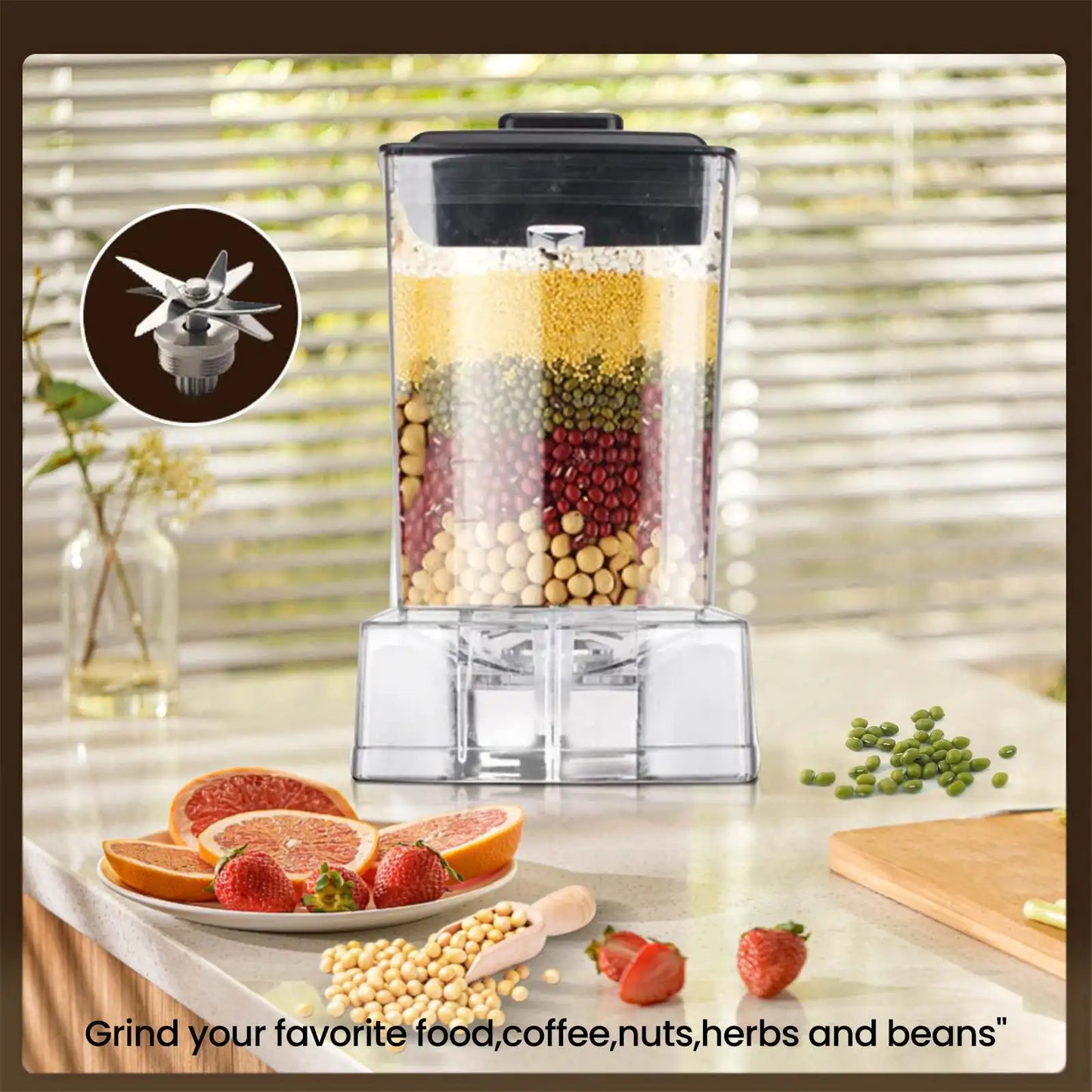 6000W power Blender Juicer Juicer Smoothie Table Blenders 2.5L Container Food Processor Blender for Ice Nut Fruit