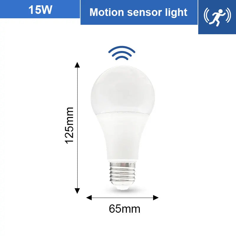 1pc PIR Motion Sensor LED Bulb 6W 9W 12W 15W 18W 20W E27 Radar Sensor Light Lamp Lamparas 110V 220V For Home Stair Pathway