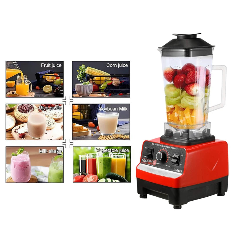 2 in 1 Electric Blender 2000W High Power Heavy due Commercial Blender Food Processor Ice cookies