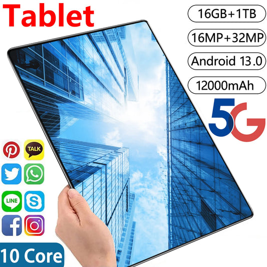 2025 New 11.6 inch Network Android 13.0 Tablet 16GB RAM 1TB ROM 16MP 32MP 10 Core 12000mAh tablet 4 5G Wifi Tablet