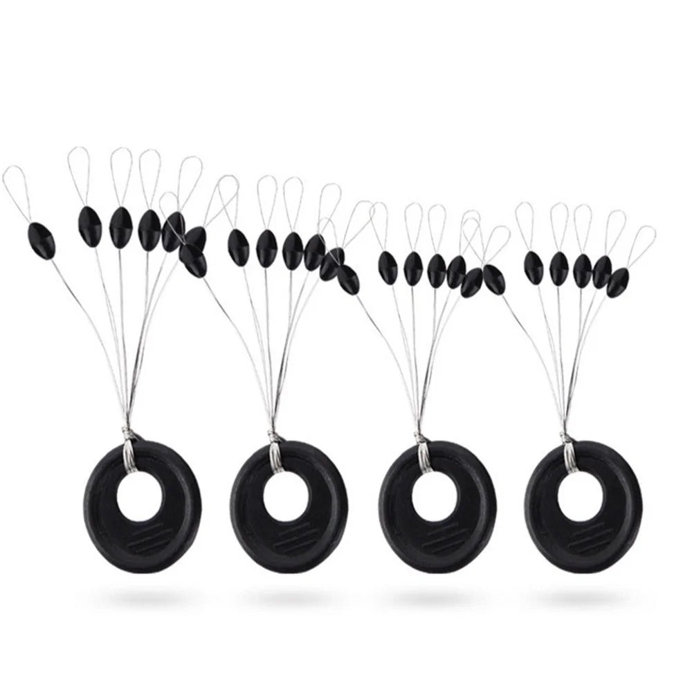 60pcs 10 Group High Quality Black Rubber Space Beans Stopper Suitable For Fishing Line 2.5-5# Carp Fishing Accessories