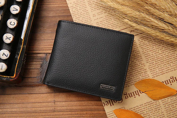 Classic Short Genuine Leather Men Wallets Fashion Coin Pocket Card Holder Men Purse Simple Quality Male Wallets