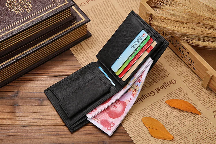 Classic Short Genuine Leather Men Wallets Fashion Coin Pocket Card Holder Men Purse Simple Quality Male Wallets