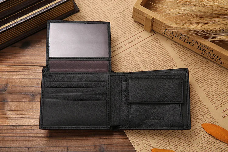 Classic Short Genuine Leather Men Wallets Fashion Coin Pocket Card Holder Men Purse Simple Quality Male Wallets