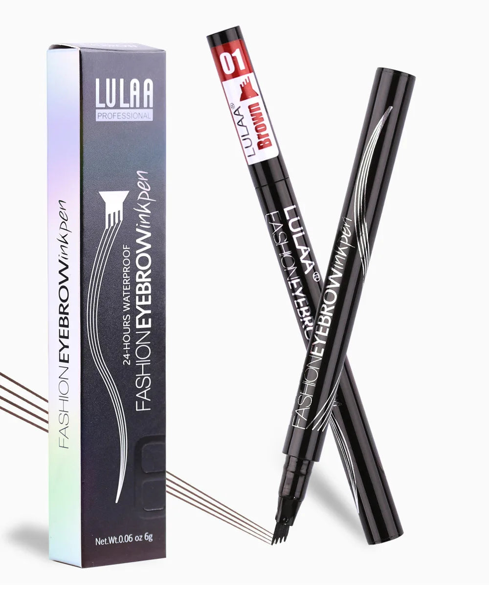 4D Microblading Eyebrow Pen 4 Forks Tip Eyebrow Tattoo Pencil Long Lasting Fine Sketch Liquid Eye Brow Make Up