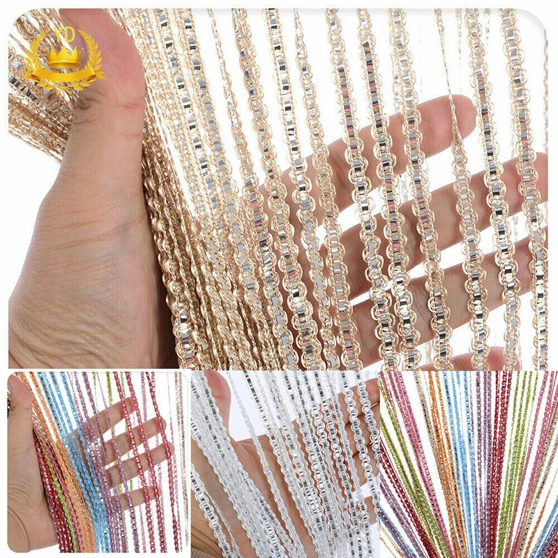 1m*2m Beaded Curtain Door Tassel String Curtain Partition Curtain Silver Tassel Silver Door Curtain Line Curtain Home Decoration