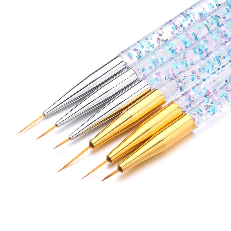 3pcs/Set Acrylic French Stripe Nail Art Line Painting Pen 3D Tips Manicure slim Line Drawing Pen UV Gel Brushes Painting Tools