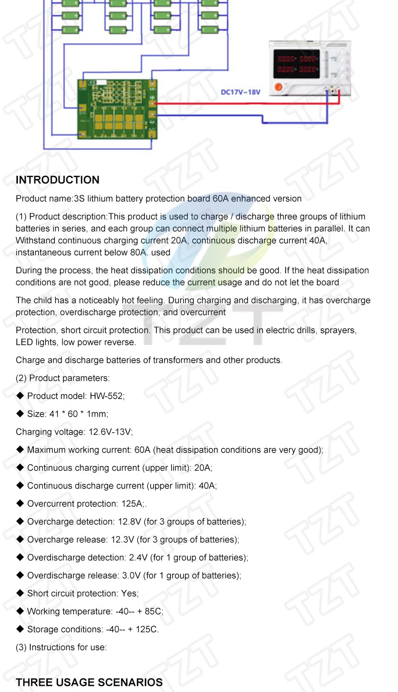 3S/4S 40A 60A Li-ion Lithium Battery Charger Protection Board 18650 BMS For Drill Motor 11.1V 12.6V/14.8V 16.8V Enhance/Balance