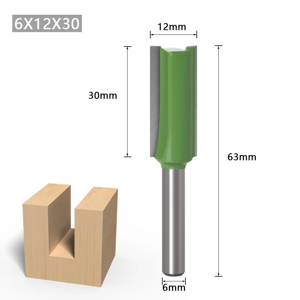 7Pcs 2Flute Clean Straight Bit Woodworking Tools Router Bit Set For Wood Tungsten Carbide Endmill Milling Cutter 1/4" 6mm Shank