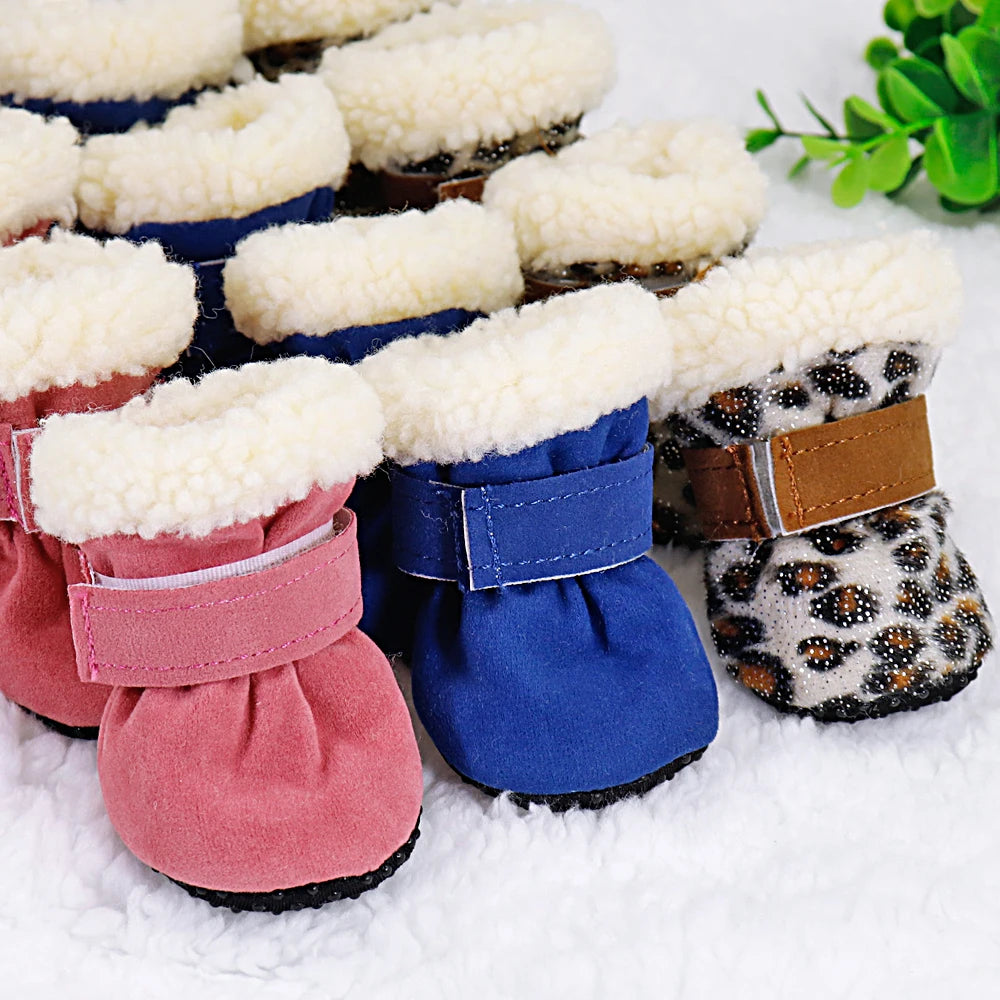 4pcs Winter Pet Dog Shoes Anti-slip Snow Cat Puppy Boots Thicken Warm Pet Socks For Small Medium Dogs Cats Chihuahua Yorkshire