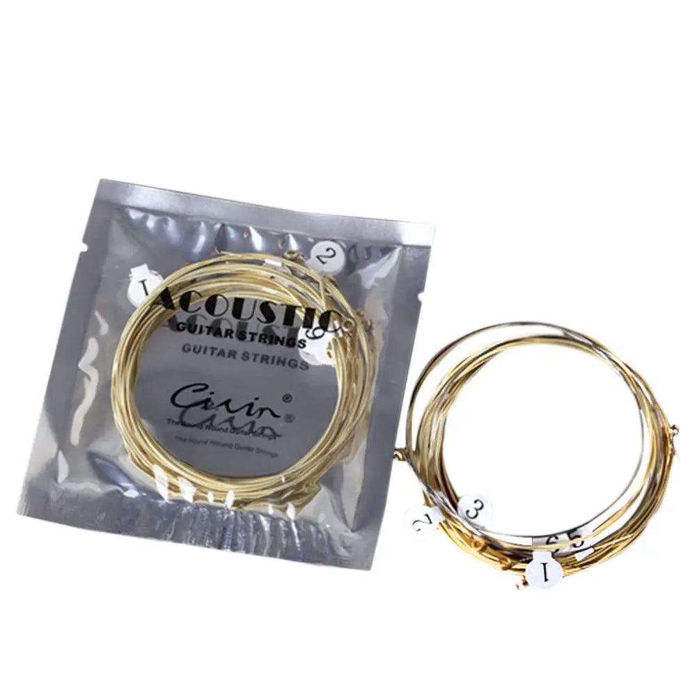 6pcs/set Universal Acoustic Guitar String Brass Hexagonal Steel Core Strings For Musical Instruments Guitars Strings Guitar Part