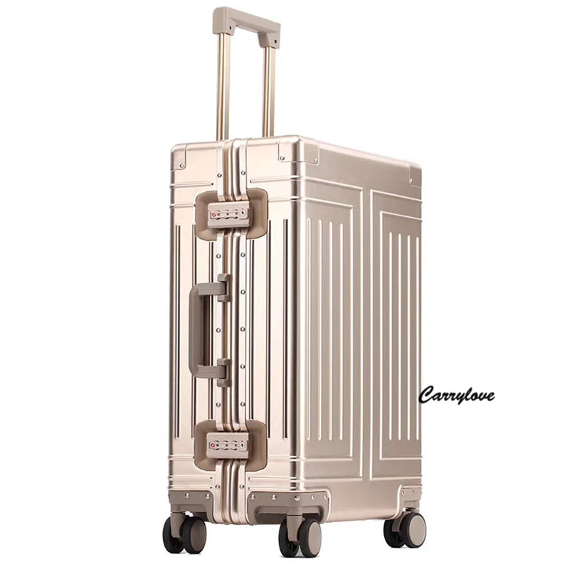 Carrylove 20"24"26"29" Inch Aluminum Trolley Suitcase Waterproof Metallic Cabin Luggage Trolly Bag With Wheels