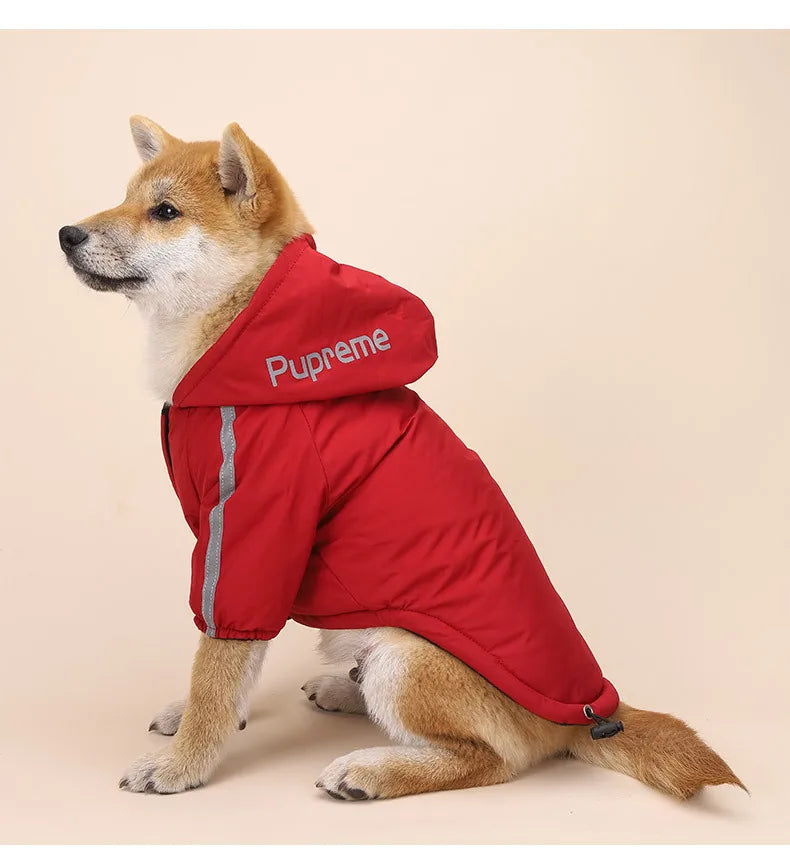 Autumn Winter Pet Dog Waterproof Coat Puppy Warm Cotton Jacket The Dog Face Hoodie Reflective Clothing For Dogs Cats Clothing