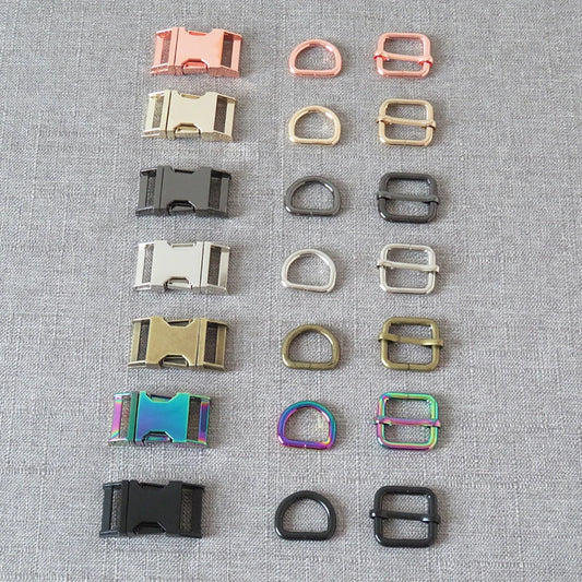 1Set Metal Buckles Hardware D Ring Adjuster Belt Strap Slider Fasteners For Paracord Pet Dog Collar Harness DIY Sewing Accessory