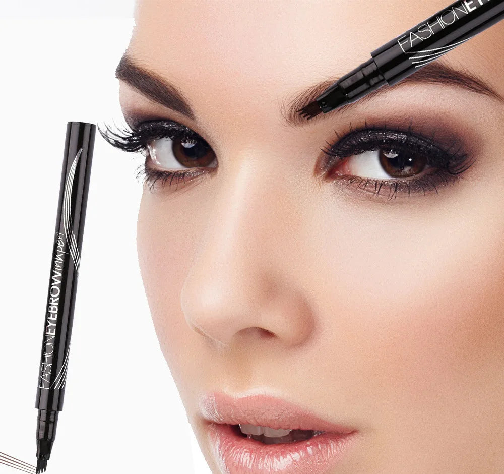 4D Microblading Eyebrow Pen 4 Forks Tip Eyebrow Tattoo Pencil Long Lasting Fine Sketch Liquid Eye Brow Make Up