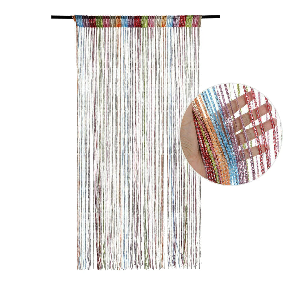 1m*2m Beaded Curtain Door Tassel String Curtain Partition Curtain Silver Tassel Silver Door Curtain Line Curtain Home Decoration