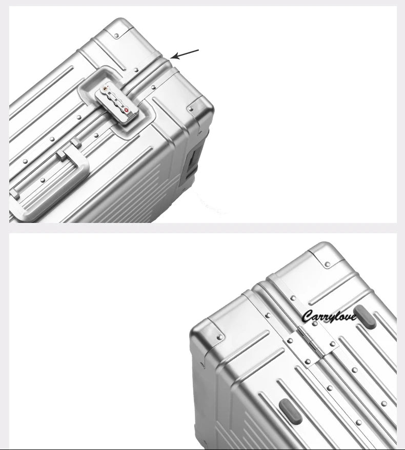 Carrylove 20"24"26"29" Inch Aluminum Trolley Suitcase Waterproof Metallic Cabin Luggage Trolly Bag With Wheels