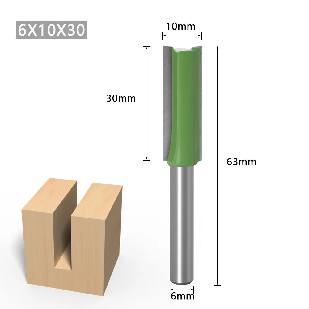 7Pcs 2Flute Clean Straight Bit Woodworking Tools Router Bit Set For Wood Tungsten Carbide Endmill Milling Cutter 1/4" 6mm Shank