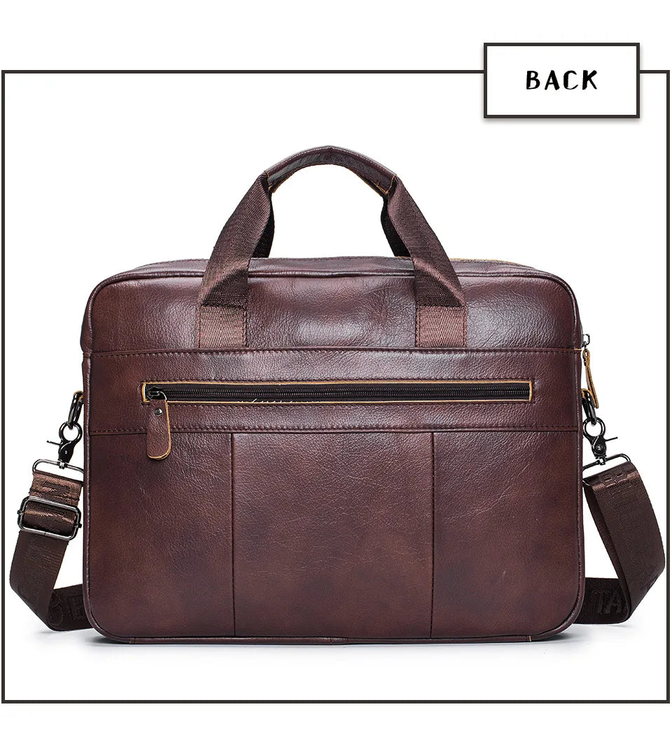 BULLCAPTAIN Men's Bag Genuine Leather Men Briefcase for Laptop 14 Messenger Men's Leather Bag Business Portfolio for Document A4