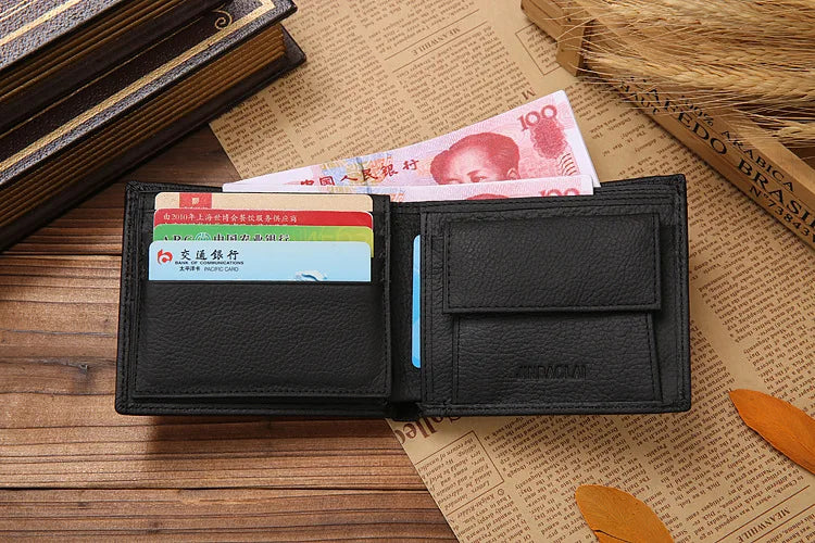 Classic Short Genuine Leather Men Wallets Fashion Coin Pocket Card Holder Men Purse Simple Quality Male Wallets