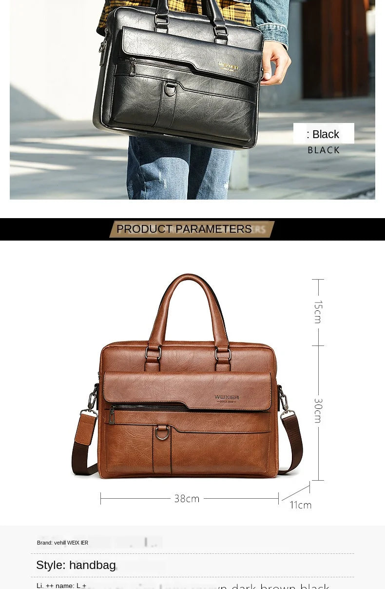 2023 Men Briefcase Bag High Quality Business Famous Brand PU Leather Shoulder Messenger Bags Office Handbag 14 inch Laptop bag