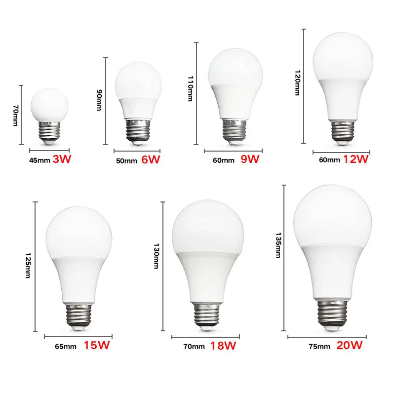 10pcs LED Bulb Lamps E27 AC220V 240V Light Bulb Real Power 20W 18W 15W 12W 9W 5W 3W Lampada Living Room Home LED Bombilla