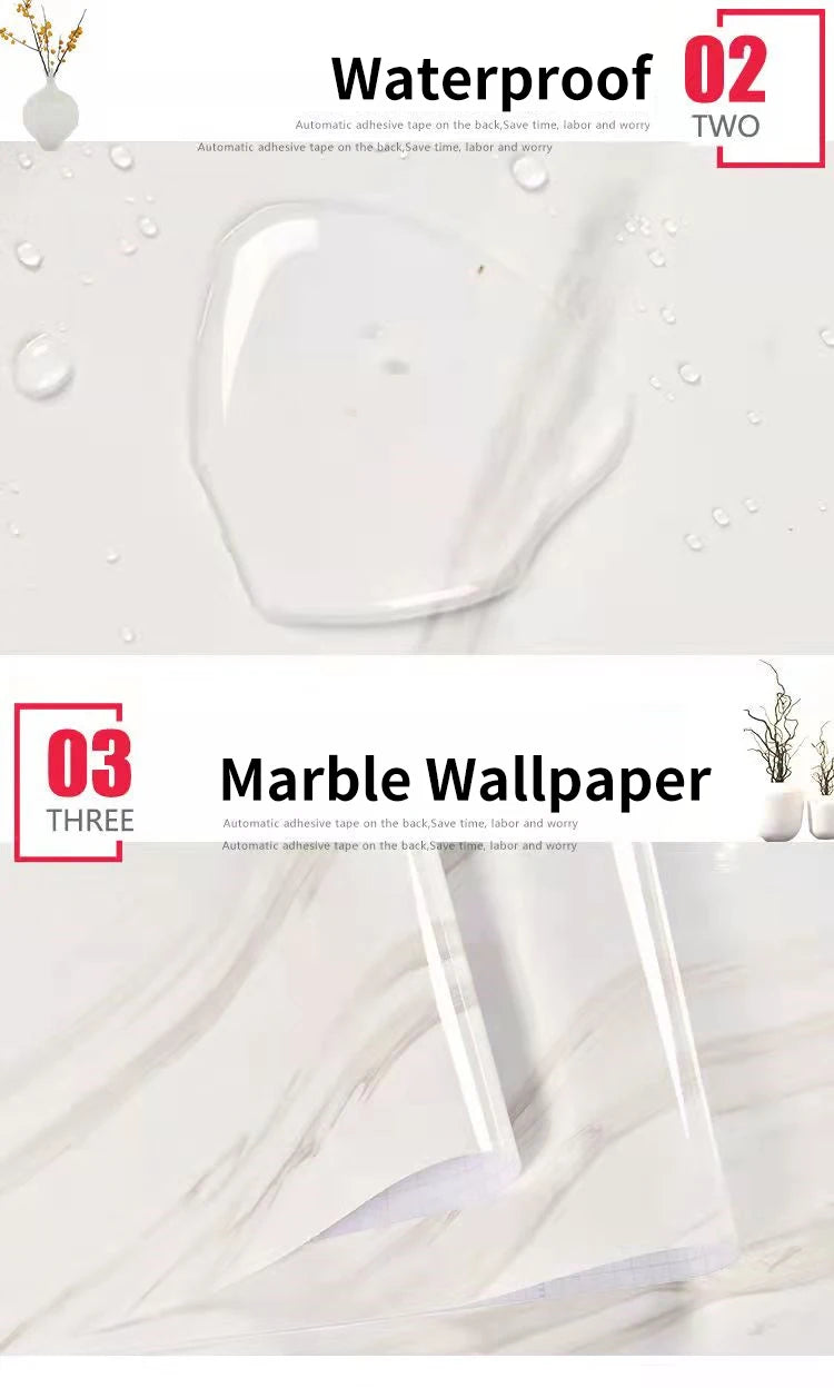 40cm Width Marble Self Adhesive Wallpaper Vinyl Wall Stickers Waterproof Contact Paper For Kitchen Decorative Film Home Decor