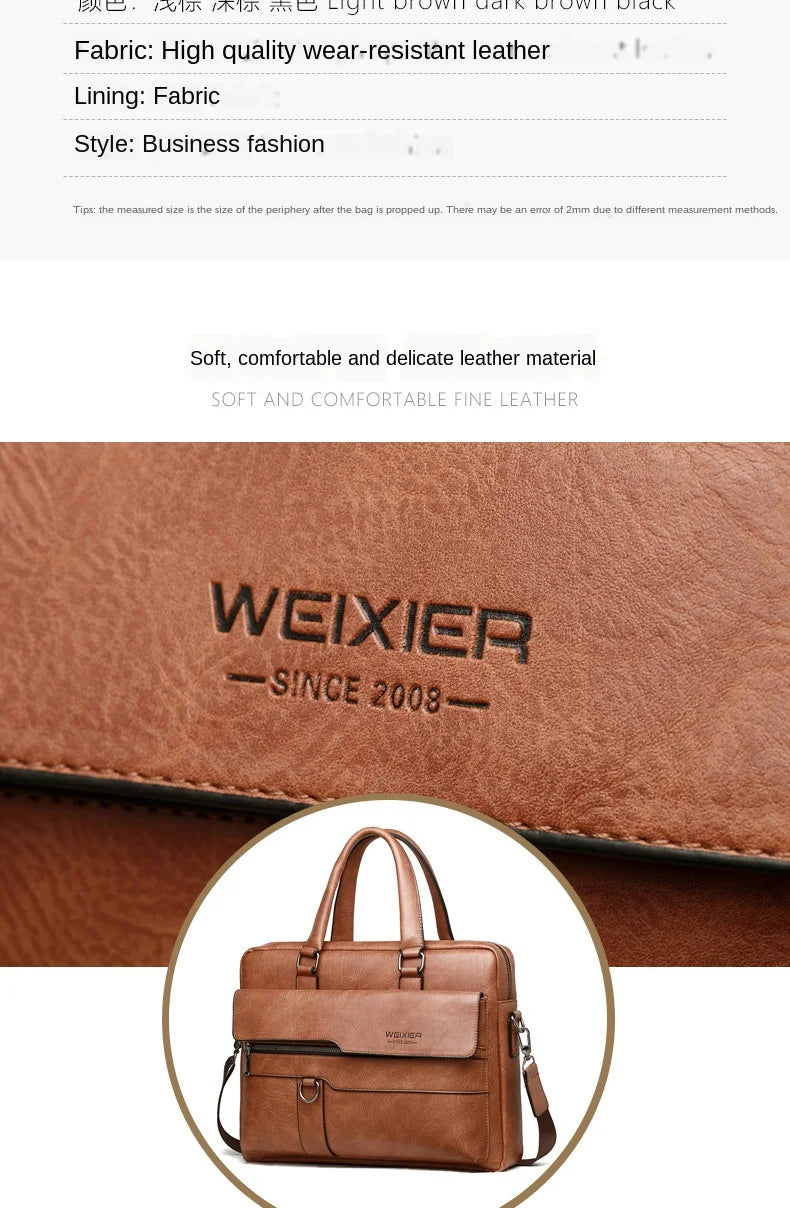 2023 Men Briefcase Bag High Quality Business Famous Brand PU Leather Shoulder Messenger Bags Office Handbag 14 inch Laptop bag