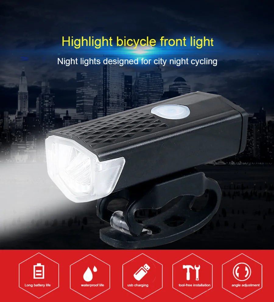 Bike Light Set Front Light with Taillight USB Rechargeable Easy to Install 3 Modes Bicycle Accessories for the Bicycle Road MTB