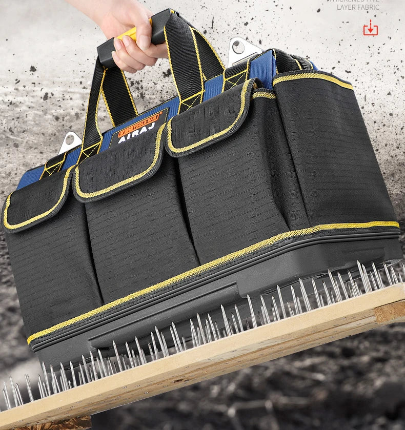 AIRAJ Multi-Function Tool Bag 1680D Oxford Cloth Electrician Bag, Multi-Pocket Waterproof Anti-Fall Professional Storage Bag