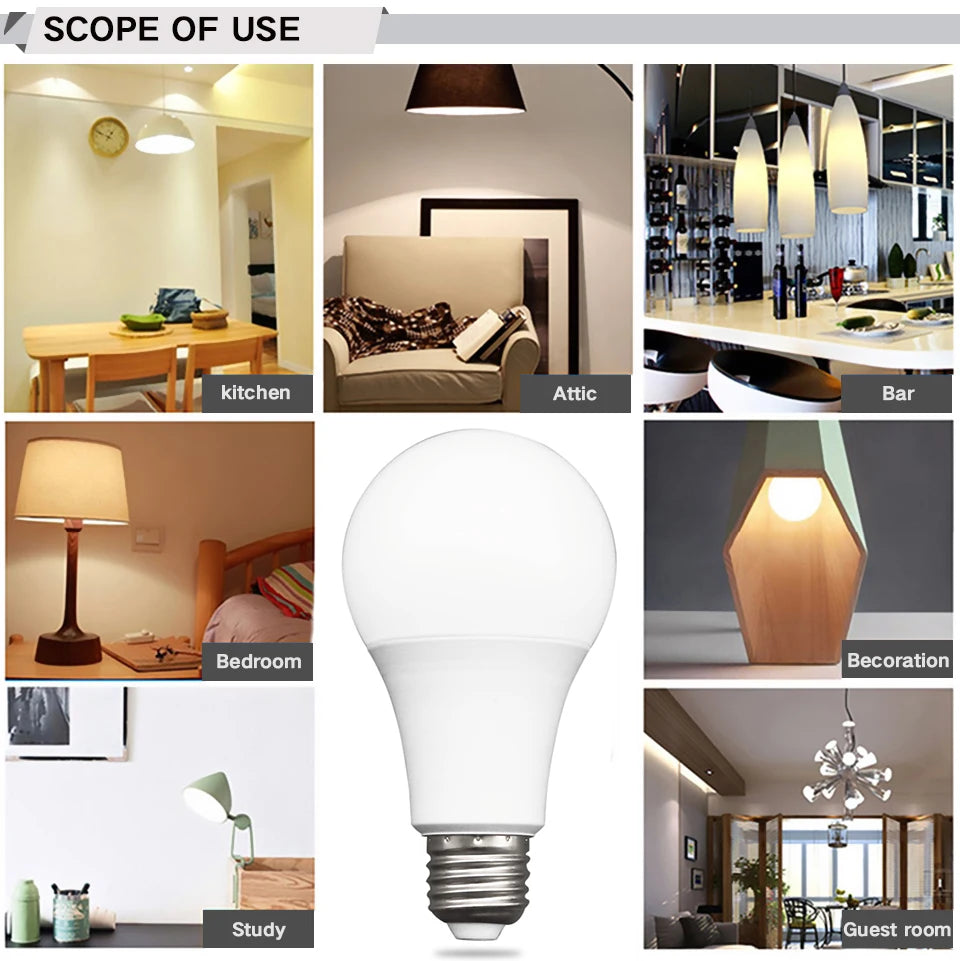 10pcs LED Bulb Lamps E27 AC220V 240V Light Bulb Real Power 20W 18W 15W 12W 9W 5W 3W Lampada Living Room Home LED Bombilla