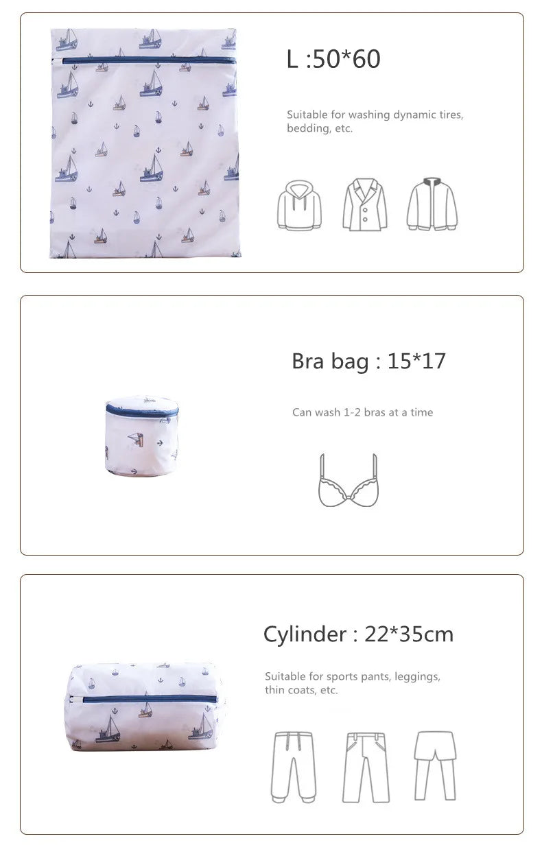 6 Sizes Printing Foldable Laundry Bag Net Washing Machine Bags Travel Storage Organizer Mesh Dirty Laundry Bag for Bra Underwear