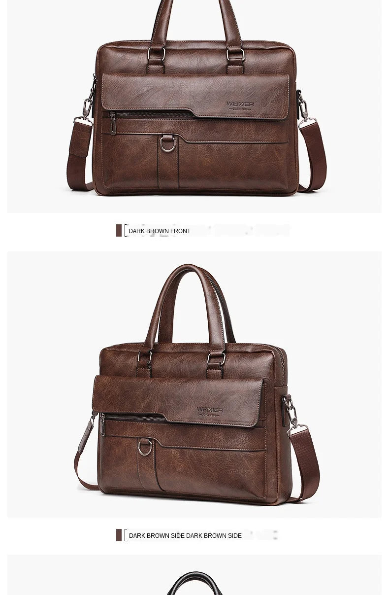 2023 Men Briefcase Bag High Quality Business Famous Brand PU Leather Shoulder Messenger Bags Office Handbag 14 inch Laptop bag