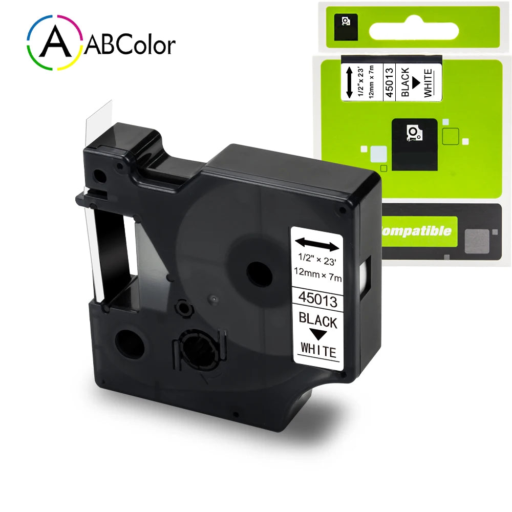 45013 Label Tape Black on White For Dymo D1 45013 45018 12mm Label Cartridge For Dymo LabelManager 160 280 COLORPOP Label Maker