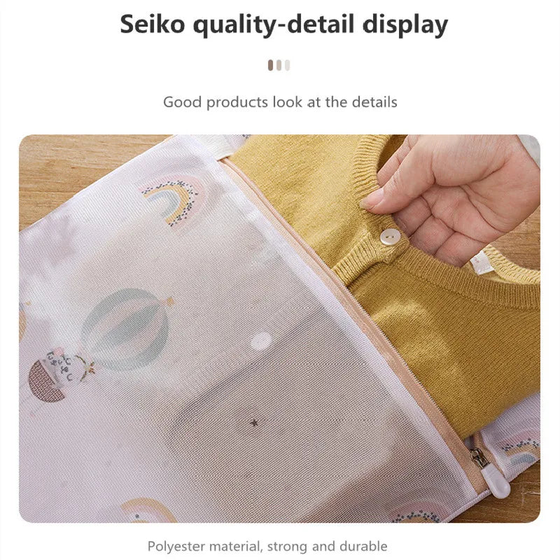 6 Sizes Printing Foldable Laundry Bag Net Washing Machine Bags Travel Storage Organizer Mesh Dirty Laundry Bag for Bra Underwear