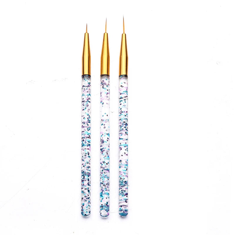 3pcs/Set Acrylic French Stripe Nail Art Line Painting Pen 3D Tips Manicure slim Line Drawing Pen UV Gel Brushes Painting Tools