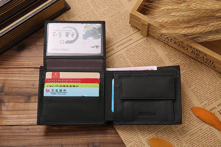 Classic Short Genuine Leather Men Wallets Fashion Coin Pocket Card Holder Men Purse Simple Quality Male Wallets