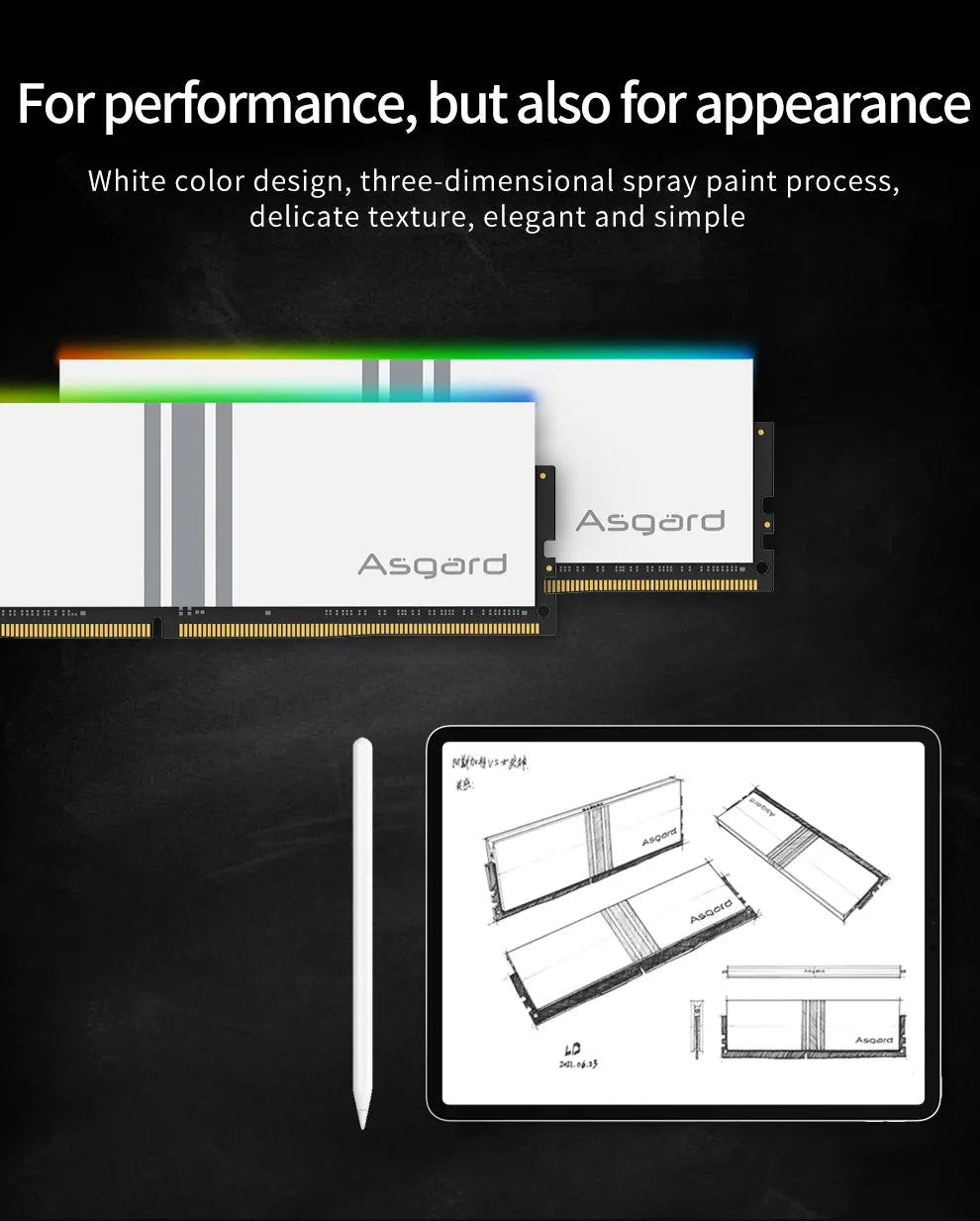 Asgard  Valkyrie  Memory DDR4 RAM PC 8GBX2 16GB 32GB 3200MHz 3600MHz RGB RAM White heatsink OC Performance for Desktop