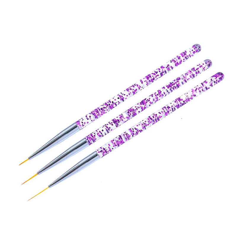 3pcs/Set Acrylic French Stripe Nail Art Line Painting Pen 3D Tips Manicure slim Line Drawing Pen UV Gel Brushes Painting Tools