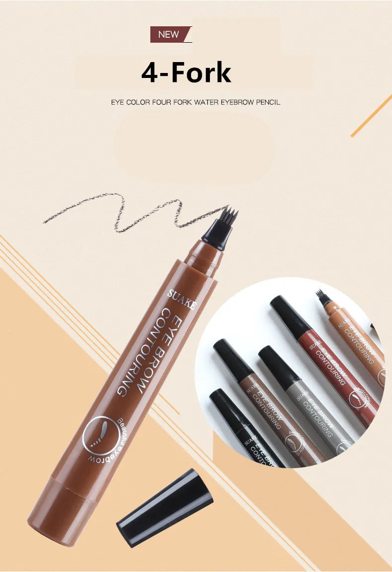 4D Microblading Eyebrow Pen 4 Forks Tip Eyebrow Tattoo Pencil Long Lasting Fine Sketch Liquid Eye Brow Make Up