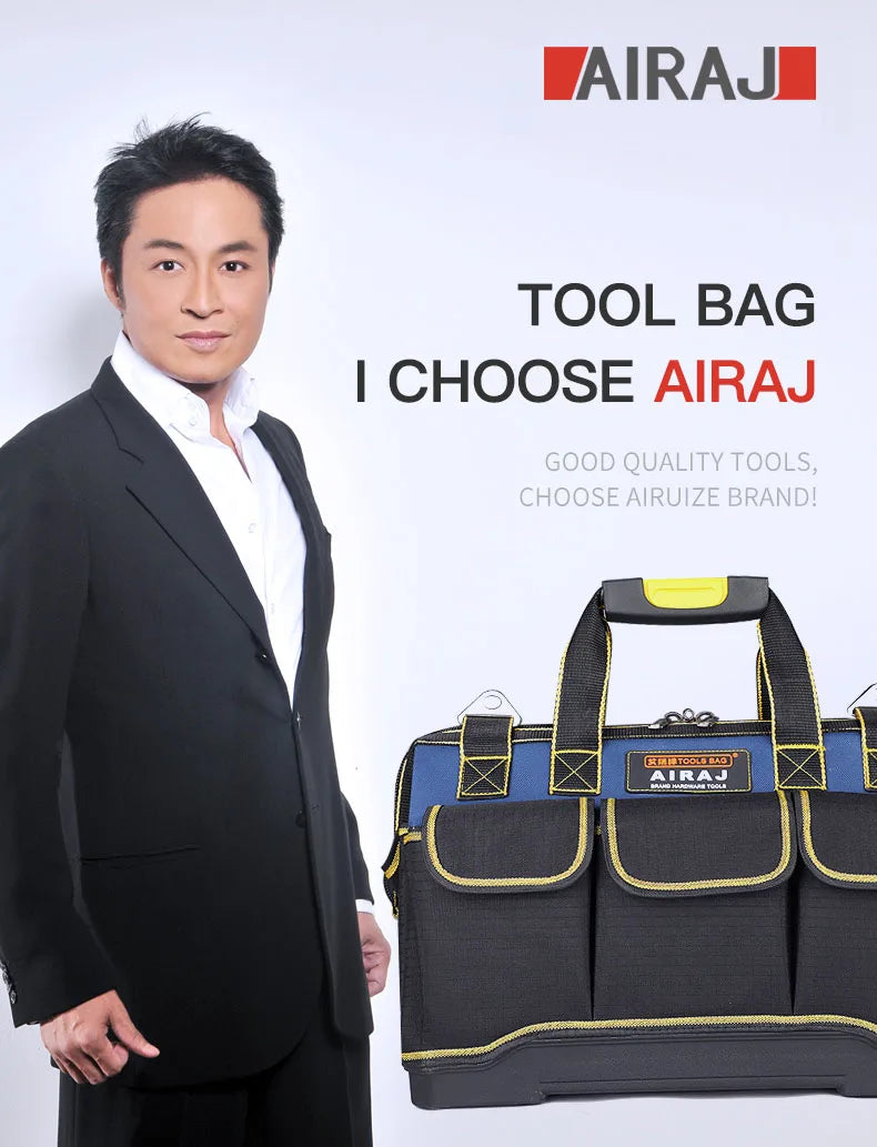 AIRAJ Multi-Function Tool Bag 1680D Oxford Cloth Electrician Bag, Multi-Pocket Waterproof Anti-Fall Professional Storage Bag