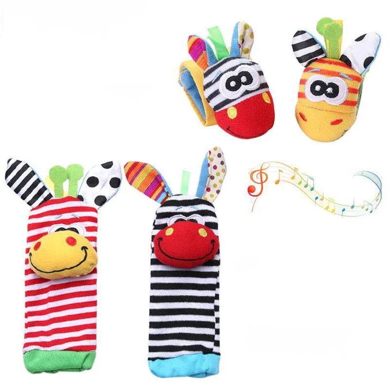 0~24 Months Baby Rattles Soft Plush Toys Foot Wrist Rattle Set Cartoon Newborn Development Educational Toys For Children