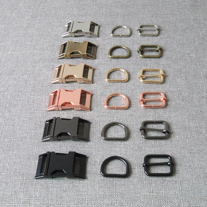 1Set Metal Buckles Hardware D Ring Adjuster Belt Strap Slider Fasteners For Paracord Pet Dog Collar Harness DIY Sewing Accessory