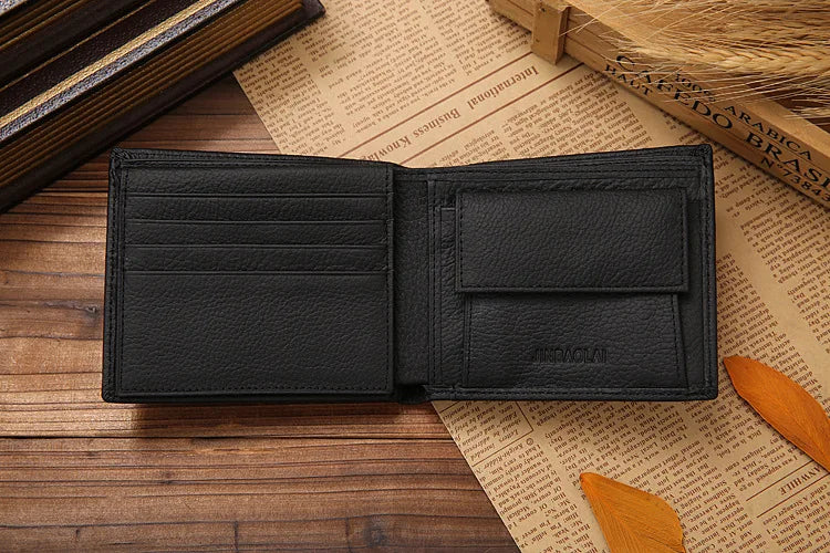 Classic Short Genuine Leather Men Wallets Fashion Coin Pocket Card Holder Men Purse Simple Quality Male Wallets