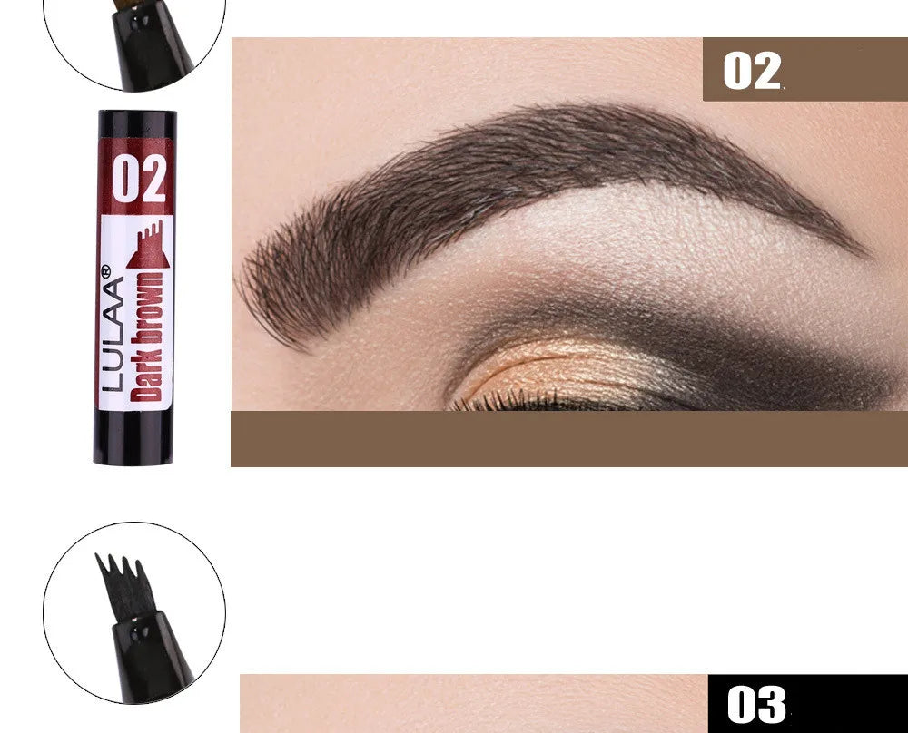 4D Microblading Eyebrow Pen 4 Forks Tip Eyebrow Tattoo Pencil Long Lasting Fine Sketch Liquid Eye Brow Make Up