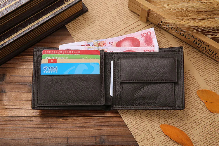 Classic Short Genuine Leather Men Wallets Fashion Coin Pocket Card Holder Men Purse Simple Quality Male Wallets