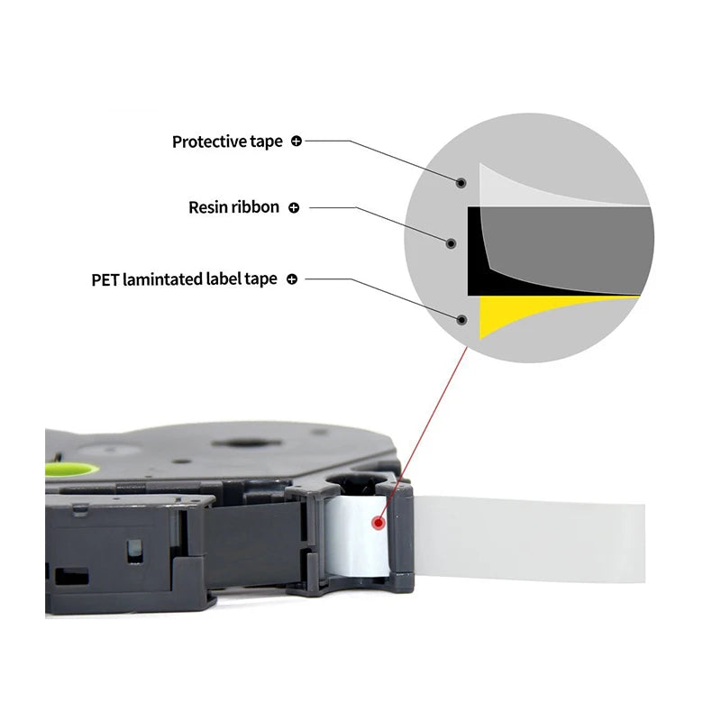 6/9/12/18/24mm tze231 tze241 tze251 tz221 tze Laminated Ribbon Compatible for Brother Ptouch PT-H110 D600 710BT Label Maker Tape